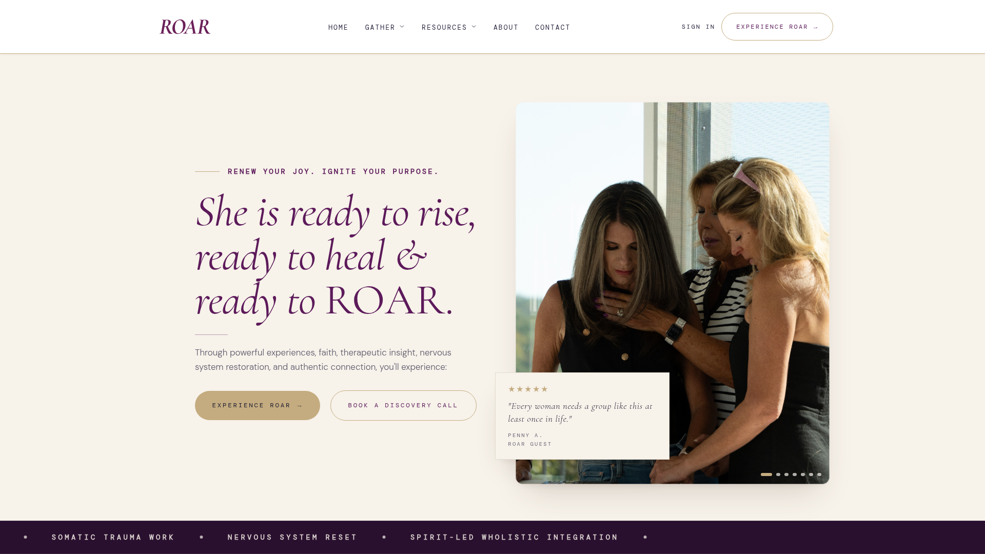 ROAR WOMEN — Website and retreat platform.